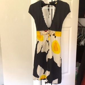 Free People Silk Floral Open Back Mini Dress M